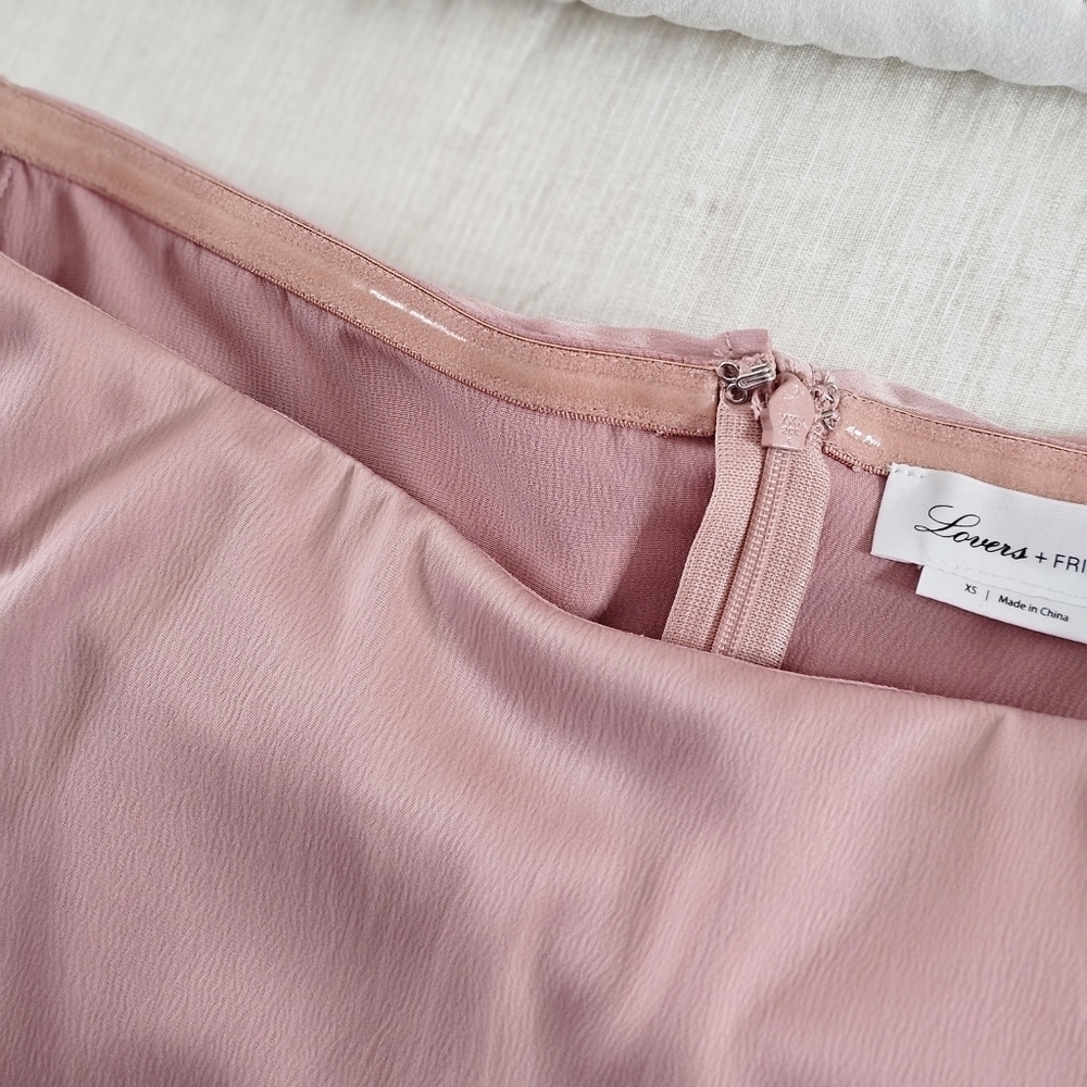 Lovers + Friends Baby Pink Satin Midi Dress, Size XS - Picture 10 of 12